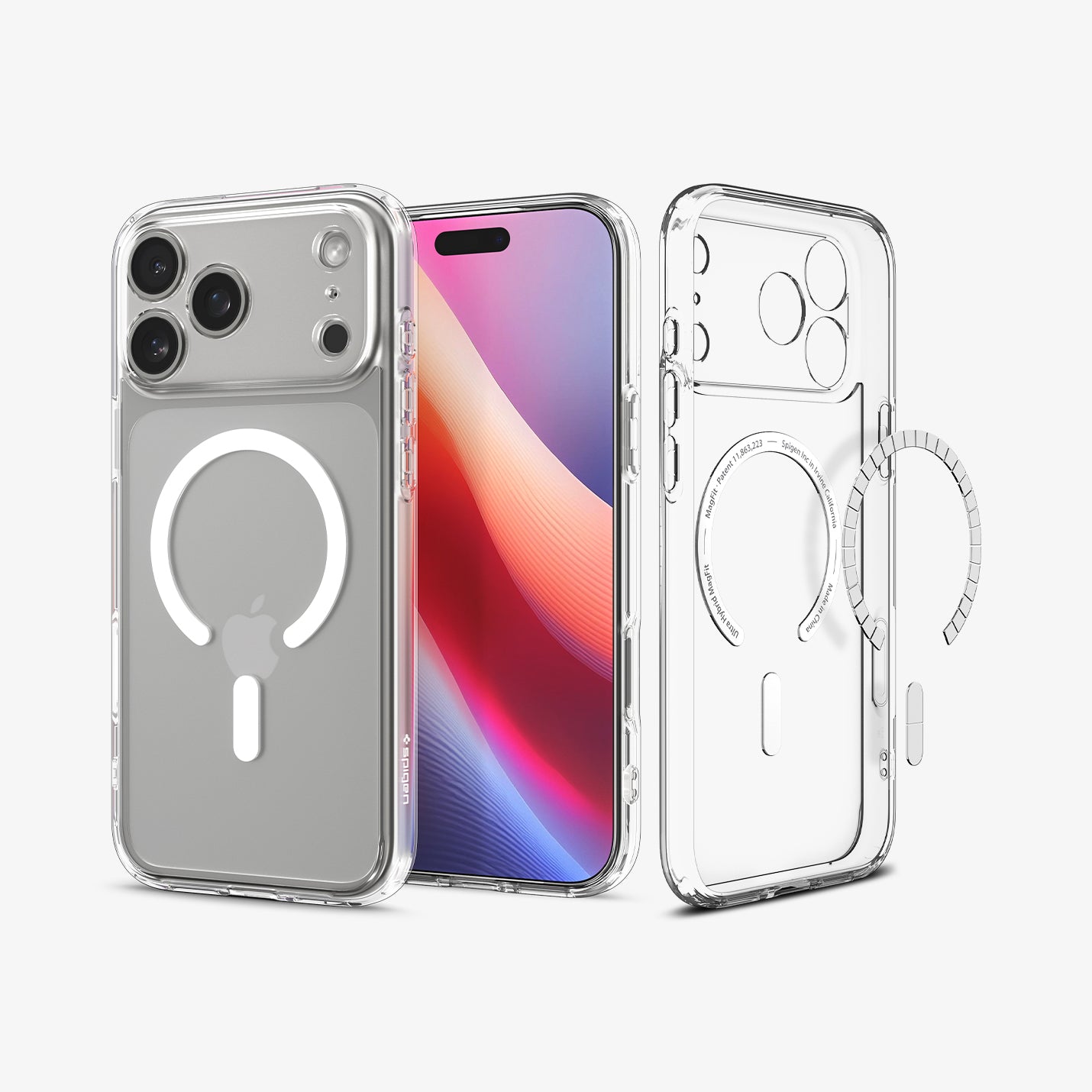 ACS10066 - iPhone 17 Pro Ultra Hybrid (MagFit) in Clear White showing the back, partial inner, partial front and sides