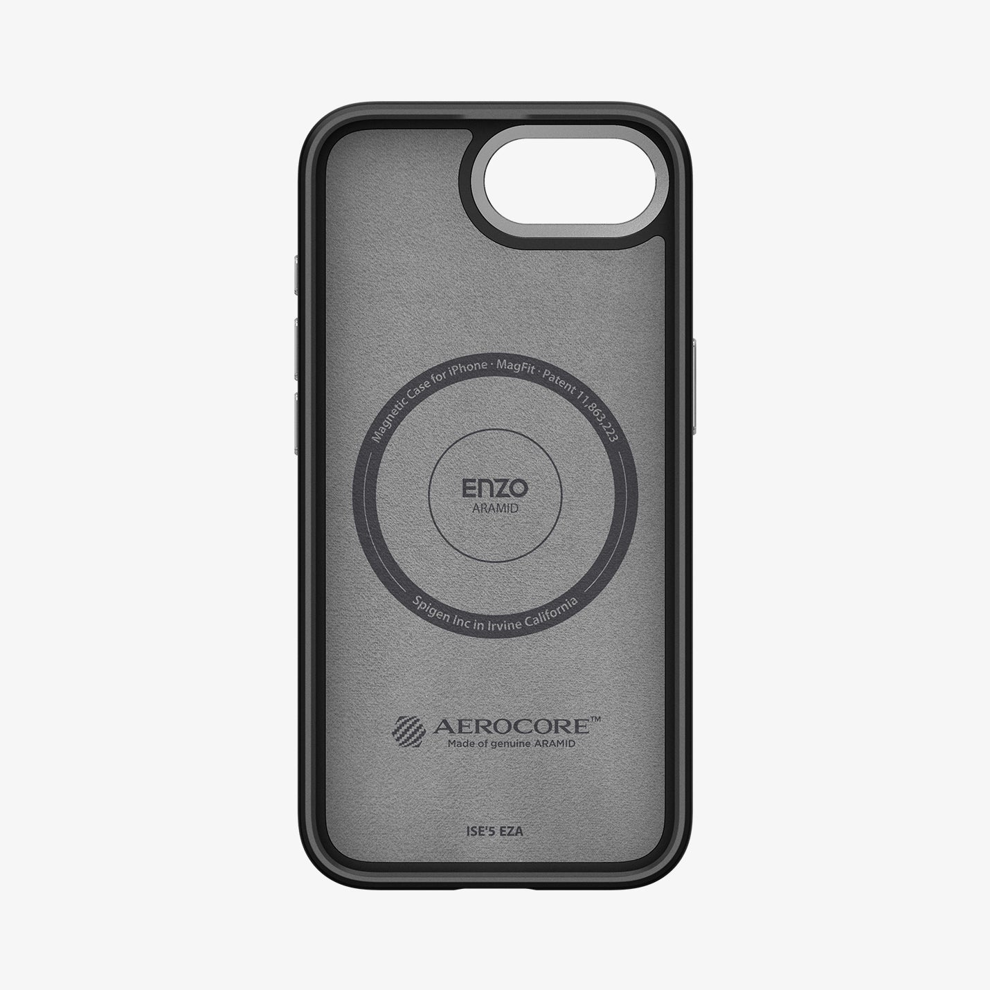 ACS09153 - iPhone 16e Case Enzo Aramid in Matte Black showing the inner