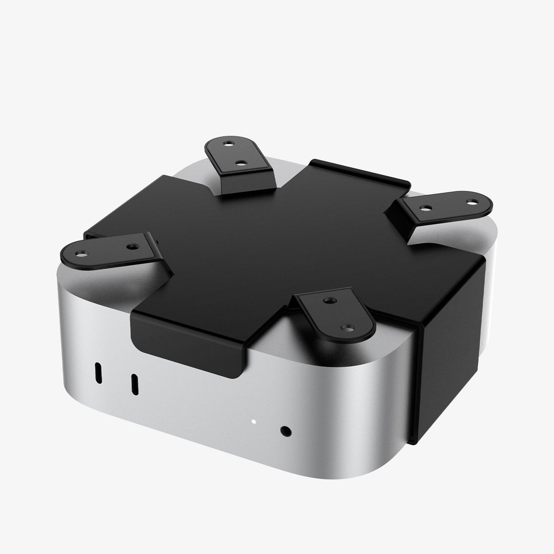 AMP09226 - Mac Mini M4 Mount LD205 in Charcoal Gray showing the front and sides