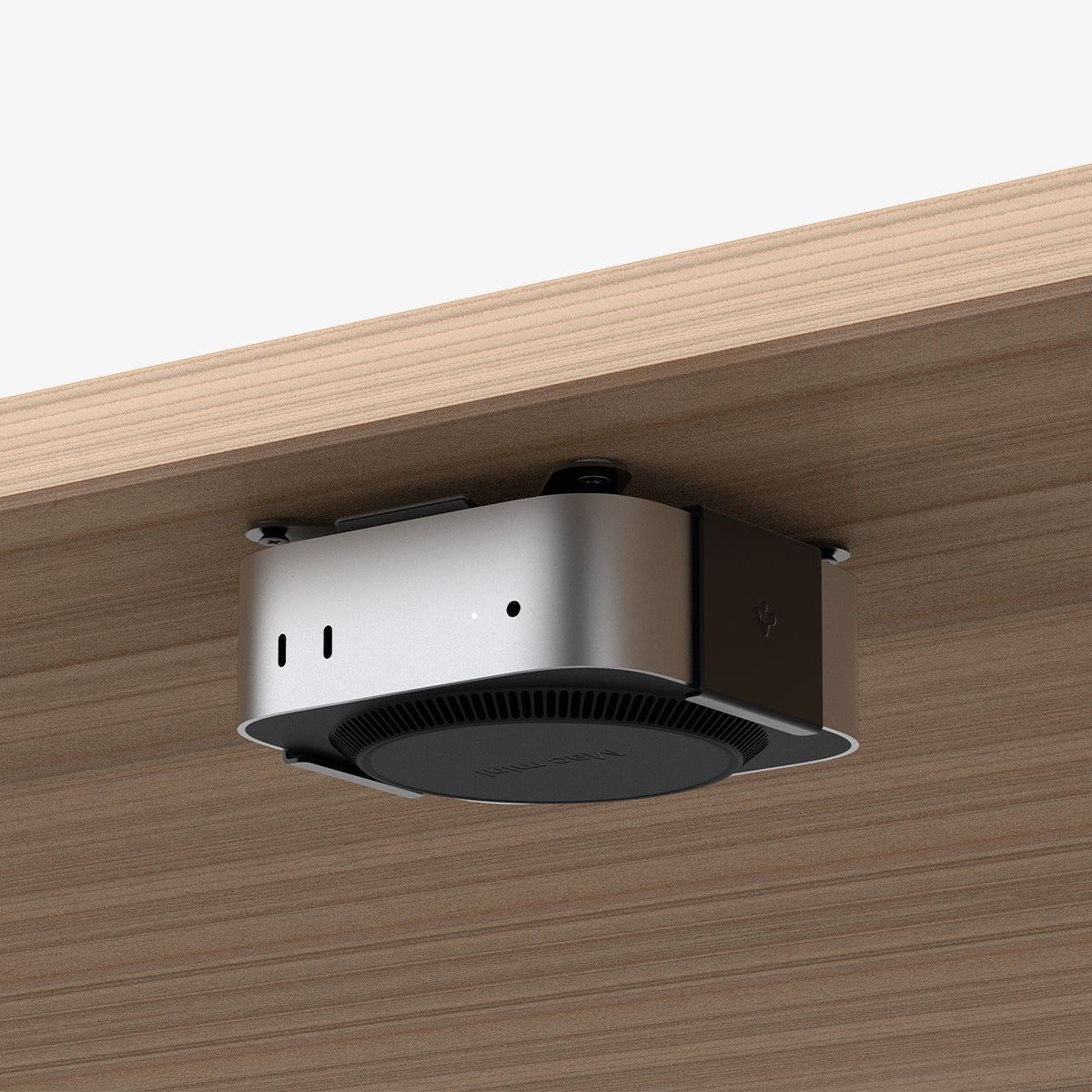 AMP09226 - Mac Mini M4 Mount LD205 in Charcoal Gray showing the front and sides