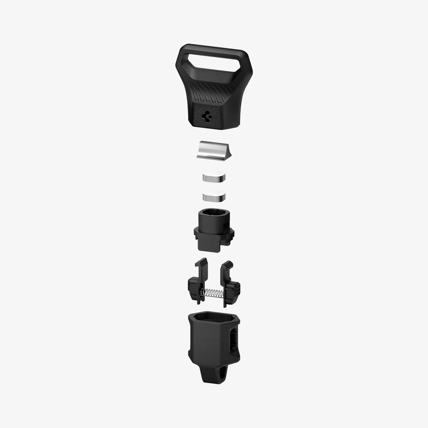 AHP06846 - Carabiner (Magnetic Keychain) in Black showing the detached parts of the magnetic keychain