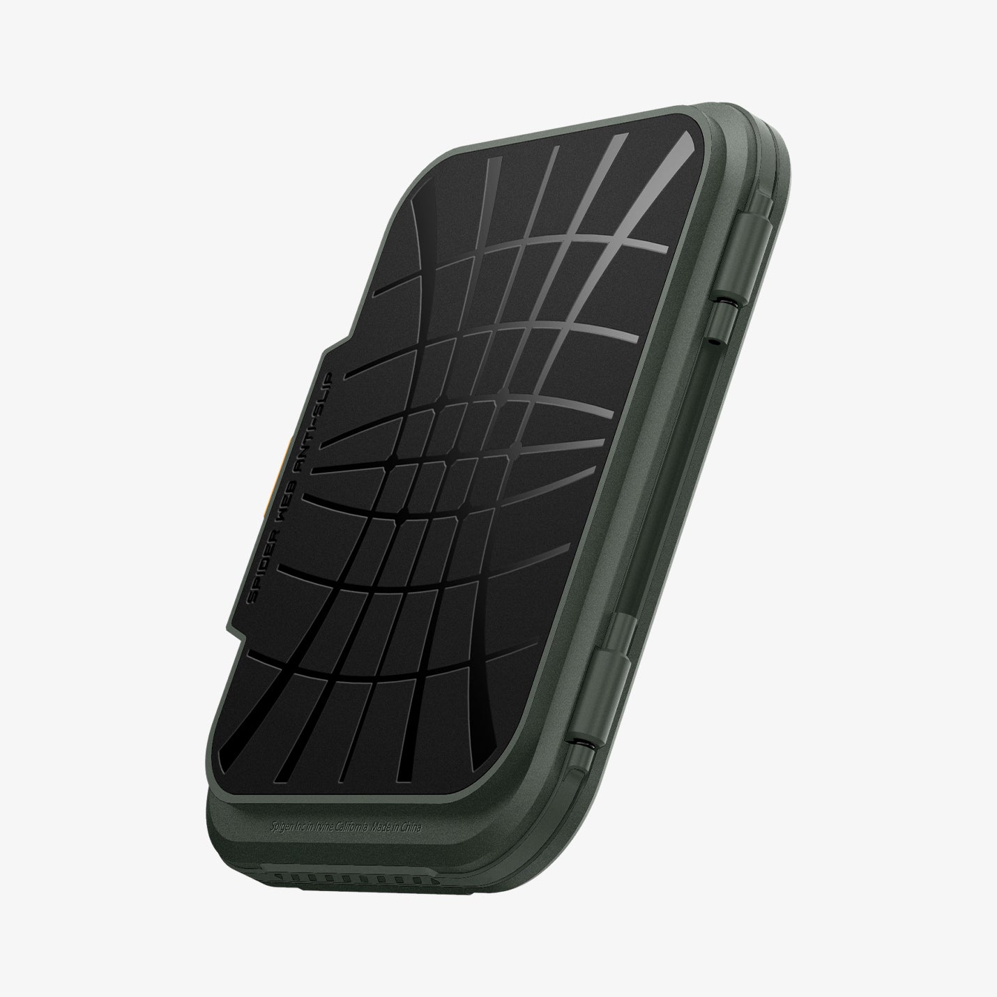 AFA08528 - MagSafe Card Holder Lock Fit (MagFit) in Military Green showing the back and side