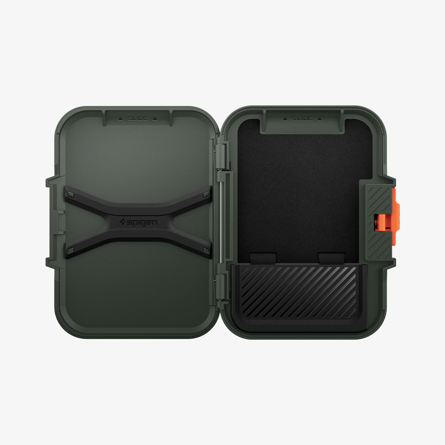 AFA08528 - MagSafe Card Holder Lock Fit (MagFit) in Military Green showing the inside