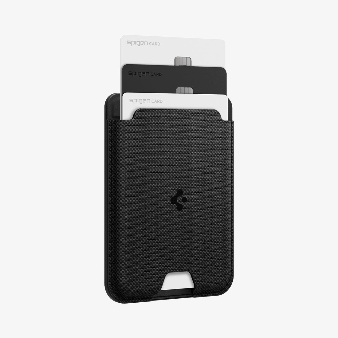 AFA09208 - Galaxy S25 Series MagFit Card Holder Urban Fit (MagFit) in Black showing the front with 3 cards inserted