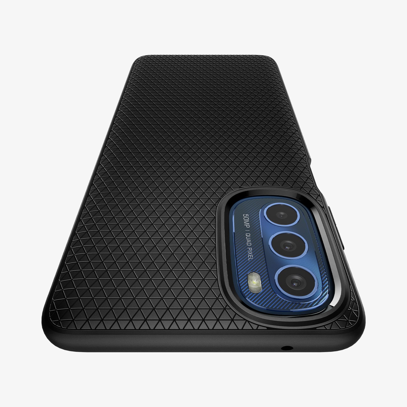 ACS04469 - Moto G Stylus 5G (2022) Case Liquid Air in matte black showing the back zoomed in