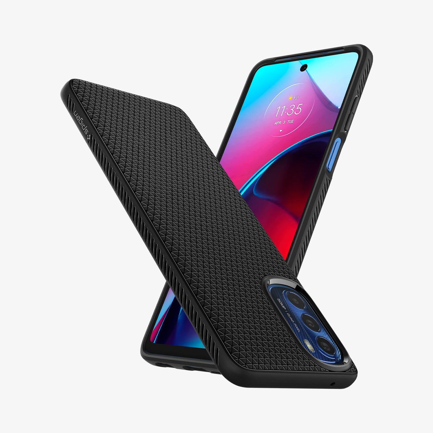 ACS04469 - Moto G Stylus 5G (2022) Case Liquid Air in matte black showing the back, front and sides