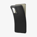 ACS08546 - Moto G Stylus 5G (2024) Case Liquid Air in Matte Black showing the back, partially peeled off from the device