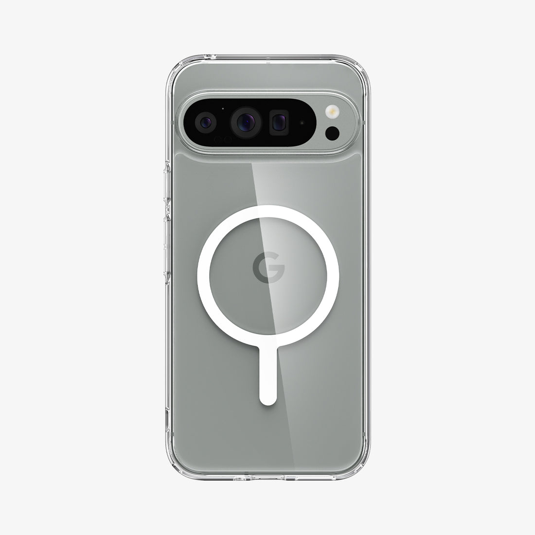 ACS07720 - Pixel 9 Pro XL Case Ultra Hybrid Metal Ring (MagFit) in White showing the back
