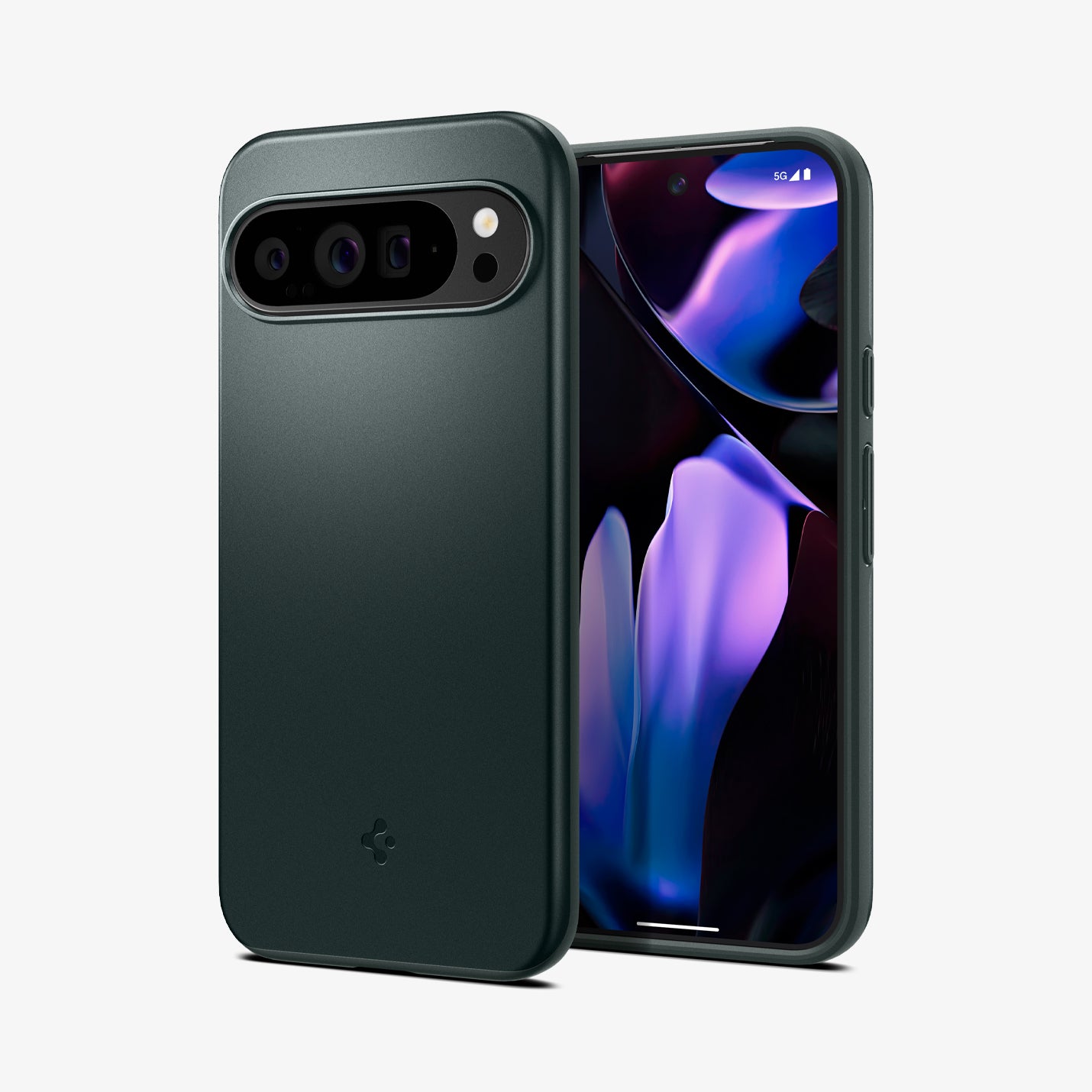 ACS07733 - Pixel 9 Pro XL Case Thin Fit in Abyss Green showing the back, partial front and sides