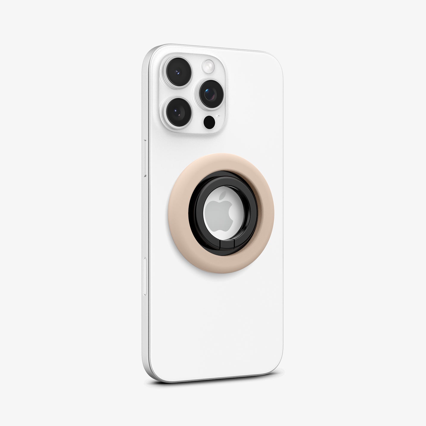 AMP09031 - MagSafe Phone Holder Nano Pop (MagFit) in Coconut Beige showing the front and side of the phone ring attached to the back of the device
