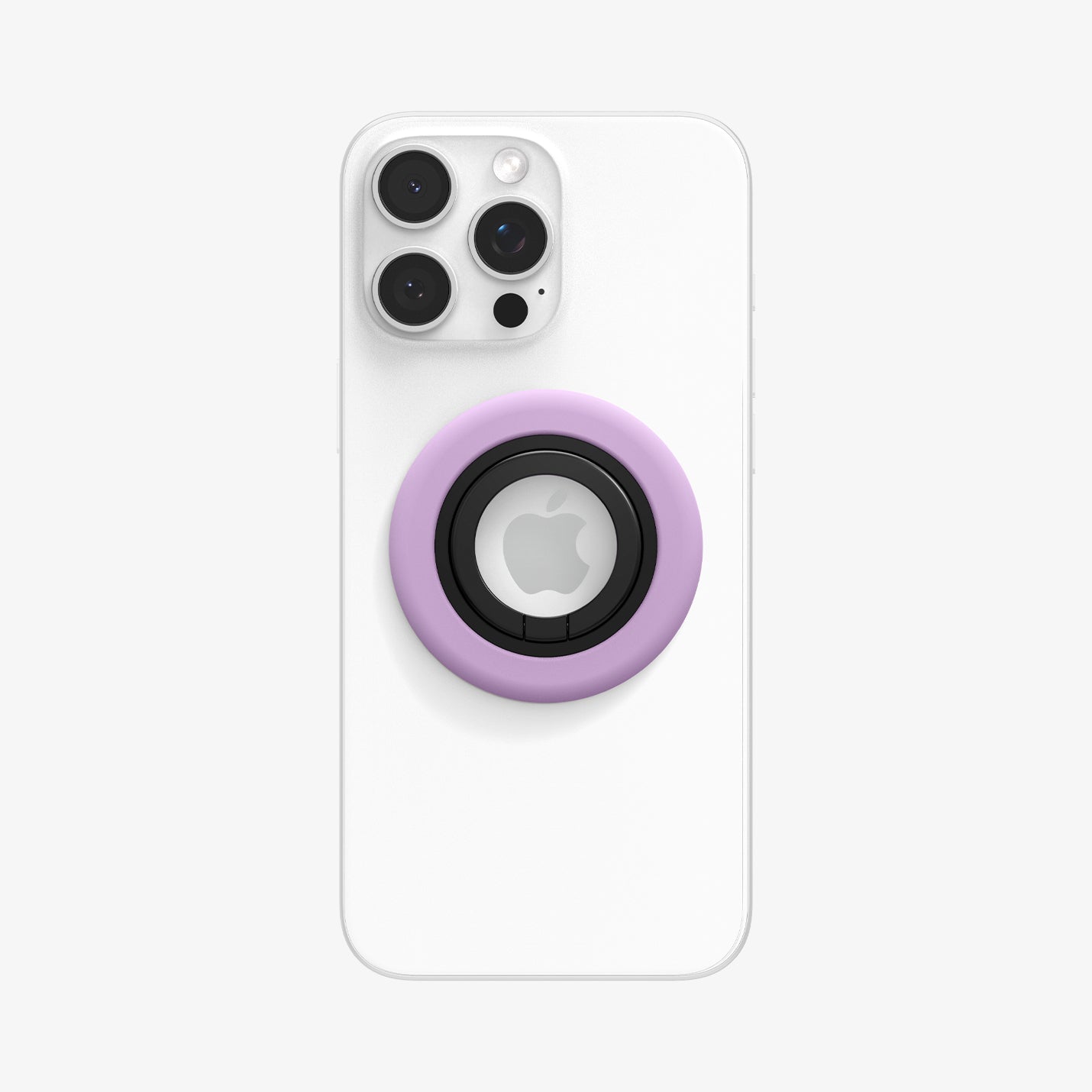 AMP09030 - MagSafe Phone Holder Nano Pop (MagFit) in Grape Purple showing the front attached to the back of the device