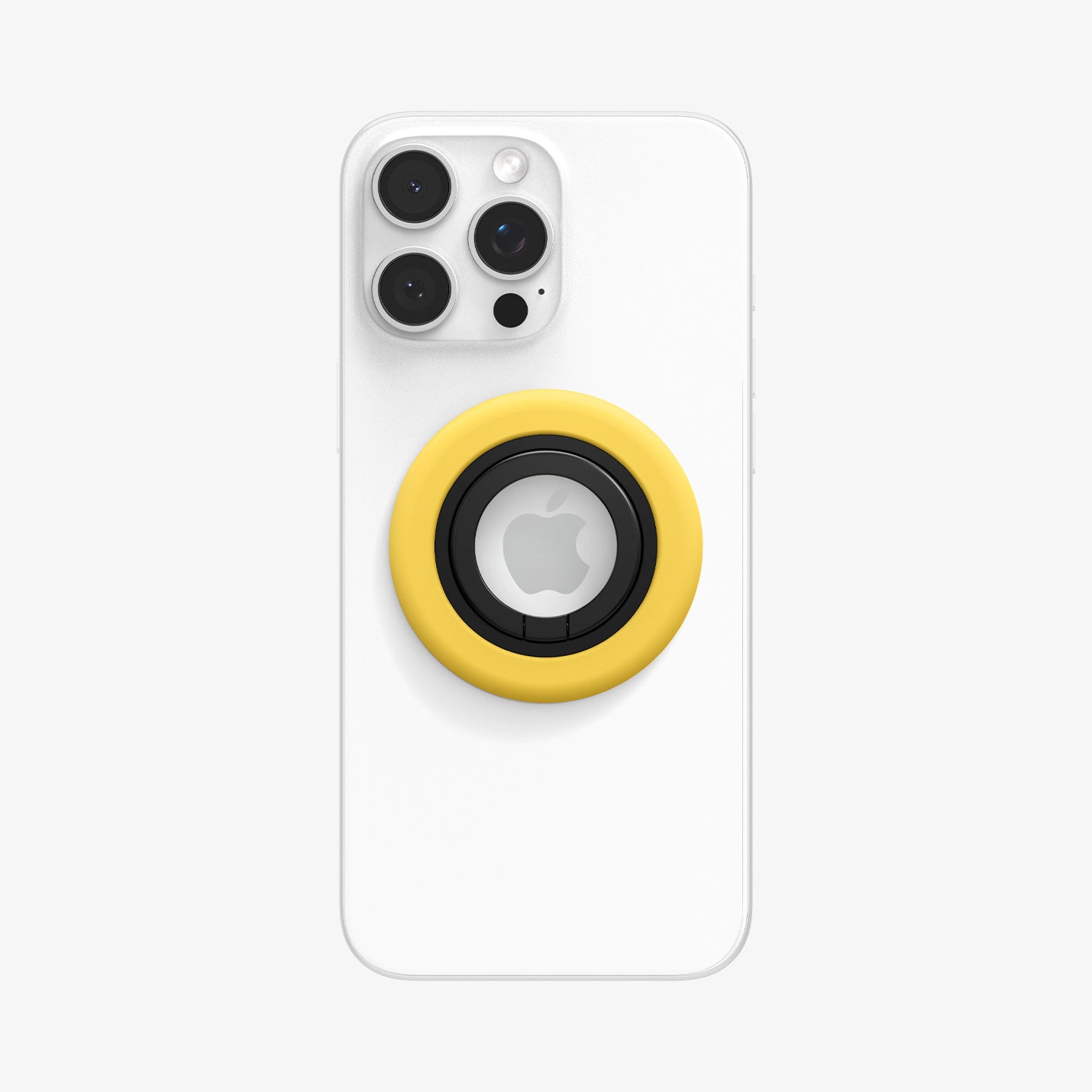 AMP09027 - MagSafe Phone Holder Nano Pop (MagFit) in Mango Yellow showing the front of the phone ring attached to the back of the device