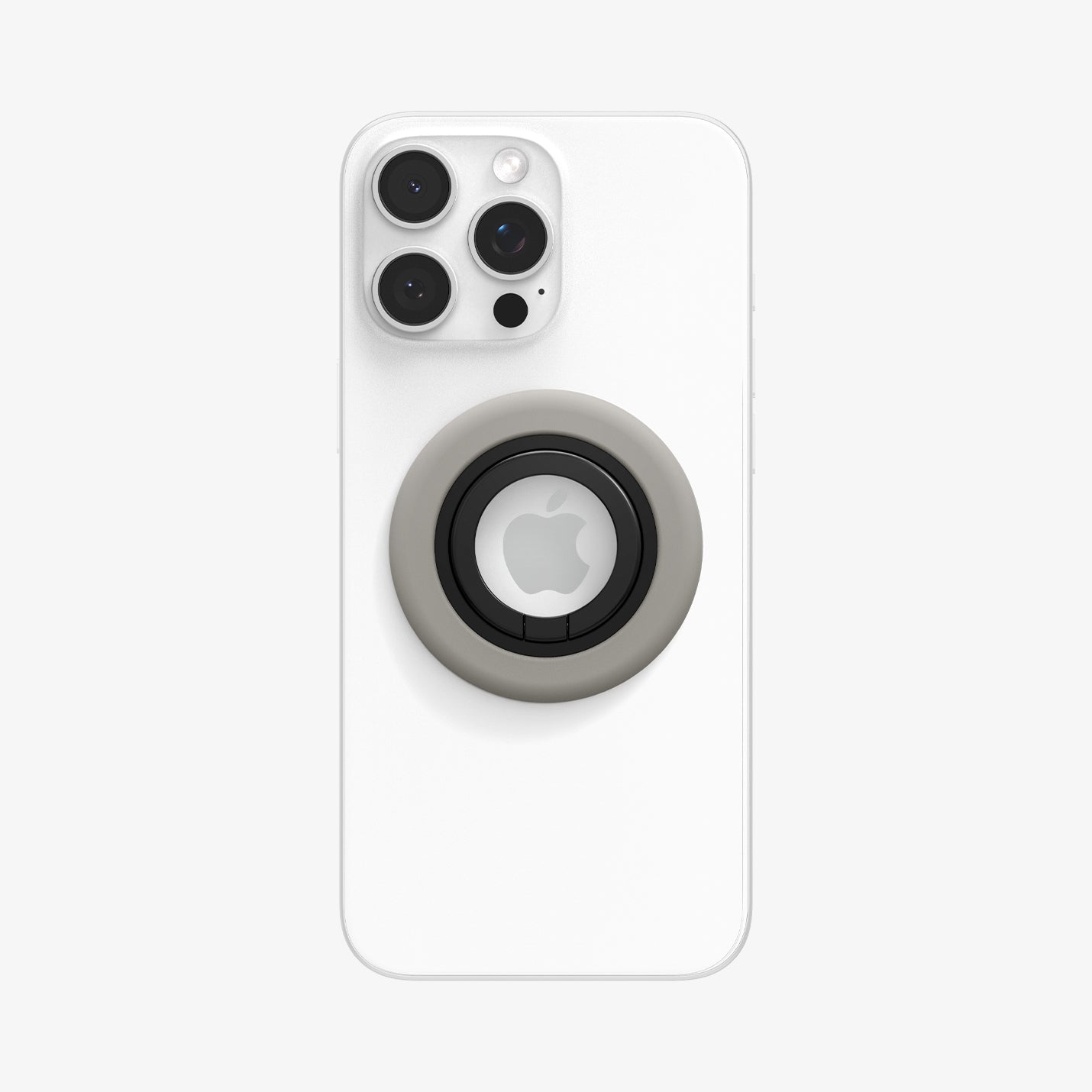 AMP09032 - MagSafe Phone Holder Nano Pop (MagFit) in Truffle Gray showing the front of the phone ring attached to the back of the device