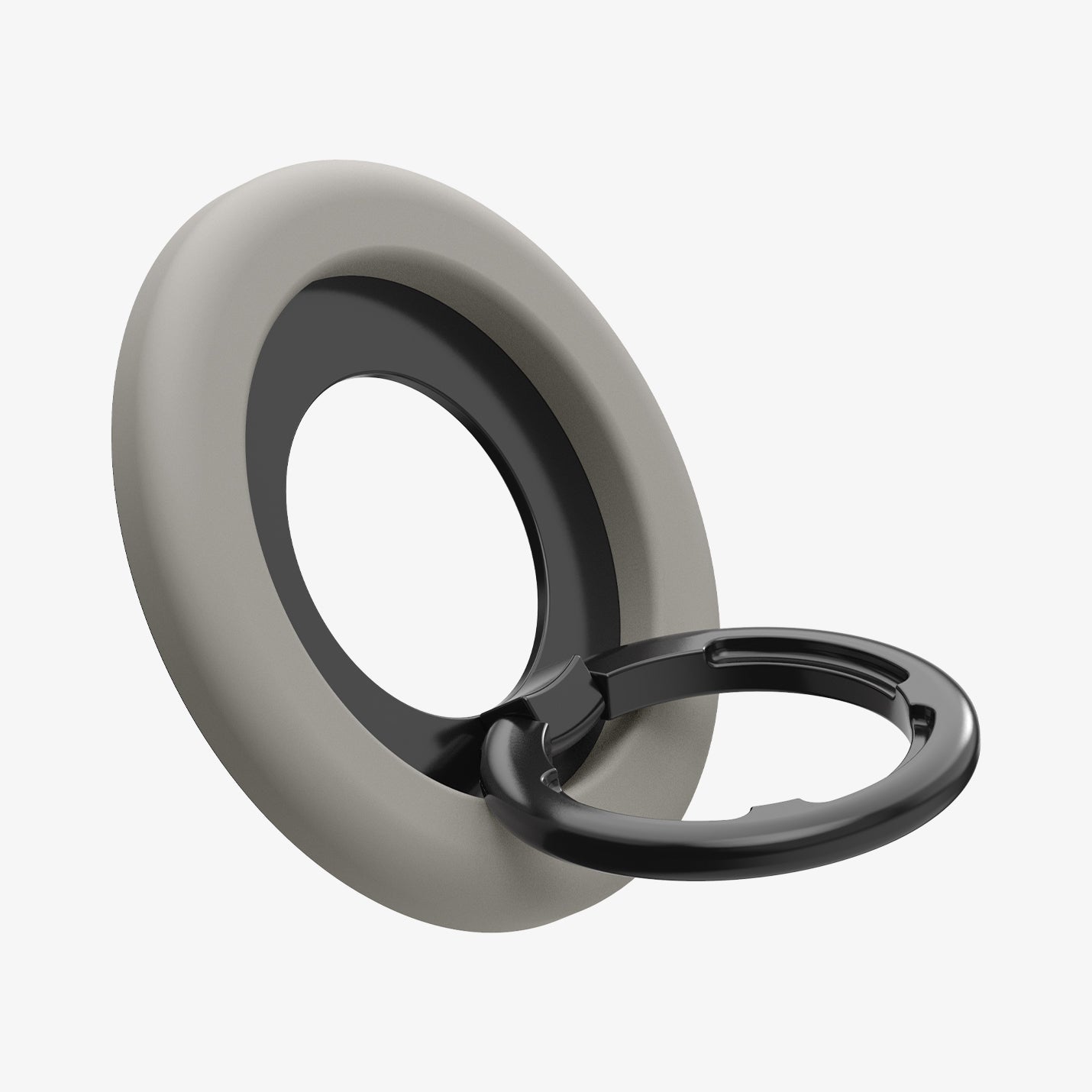 AMP09032 - MagSafe Phone Holder Nano Pop (MagFit) in Truffle Gray showing the front, partial sides with the ring pulled up