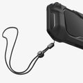 ACS09075 - Nintendo Switch 2 Rugged Armor in Matte Black showing the partial back and sides with lanyard attached