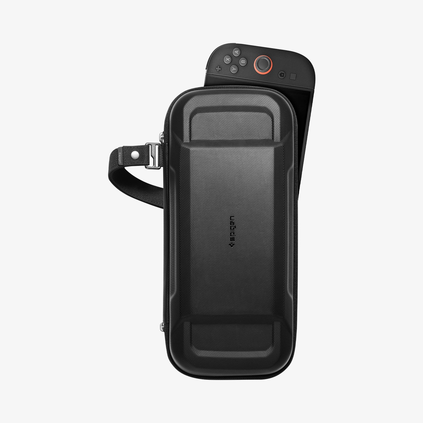 AGP09475 - Nintendo Switch 2 Rugged Armor Pro Pouch in Black showing the front, device partially peeking