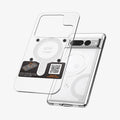 ACP08346 - Magnet Ring Plate (MagFit) in White showing the front of the installation tray hovering above the magnet ring and the device