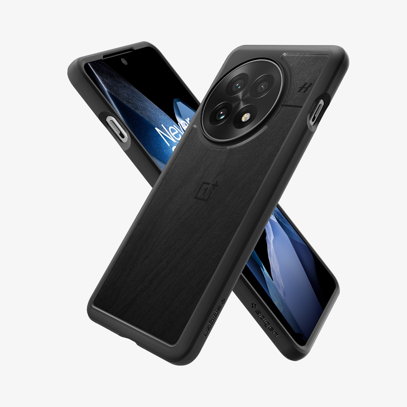 ACS09067 - OnePlus 13 Case Ultra Hybrid in Matte Black showing the back, partial side. Behind it, showing partial front and sides