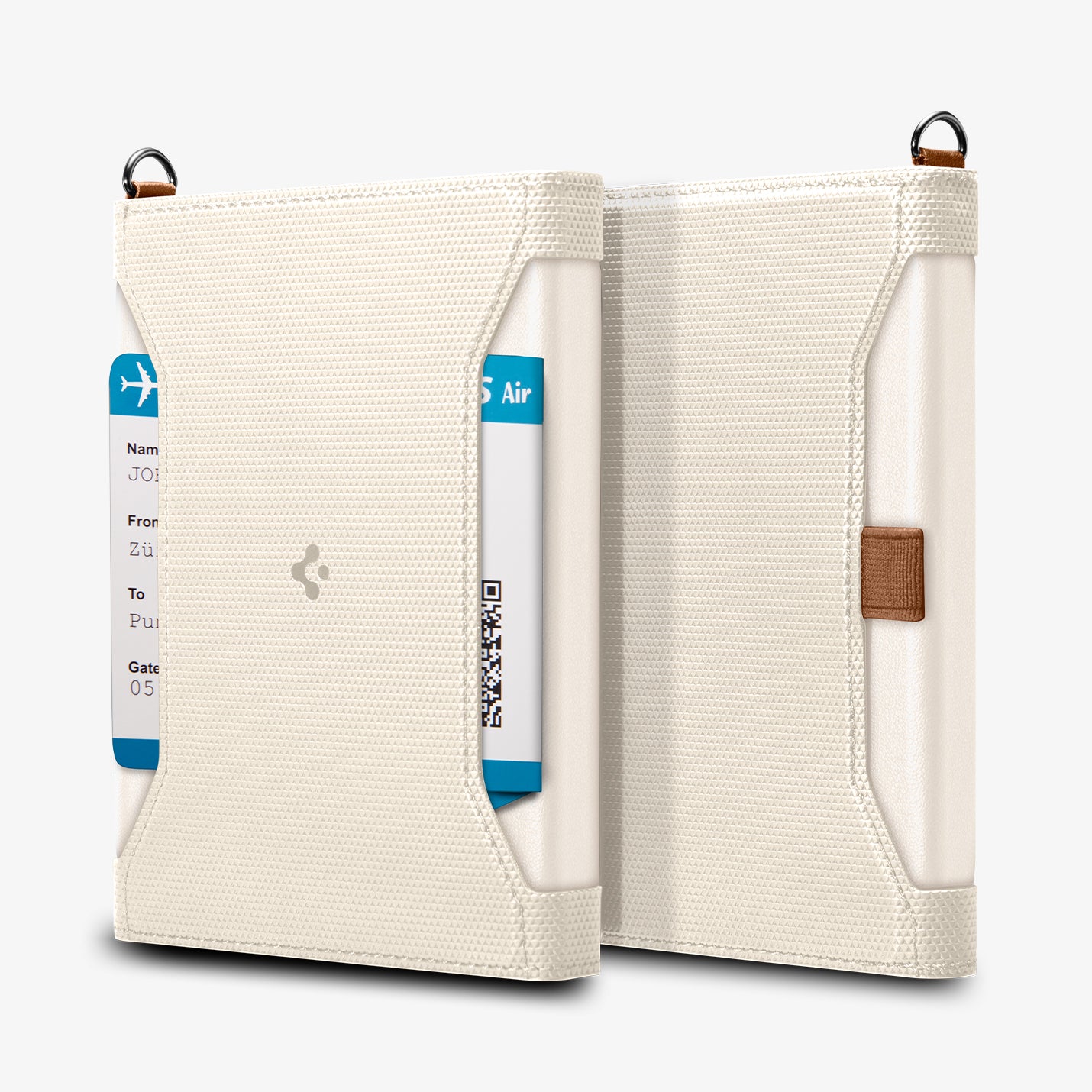 AFA08348 - Passport Holder in dune beige showing the front, back and sides