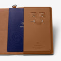 AFA08348 - Passport Holder in dune beige showing the inner slot of passport, sim slots for sim cards and a pin ejector