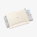 AFA08348 - Passport Holder in dune beige showing the front with ticket inserted