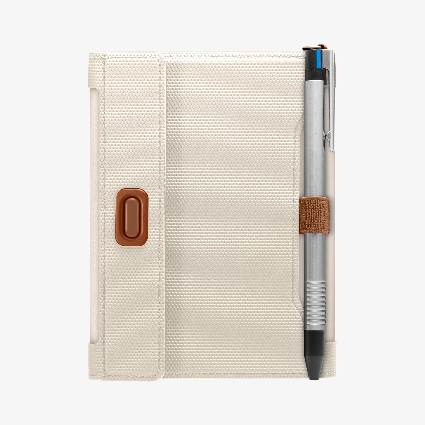 AFA08348 - Passport Holder in dune beige showing the back with pen in slot
