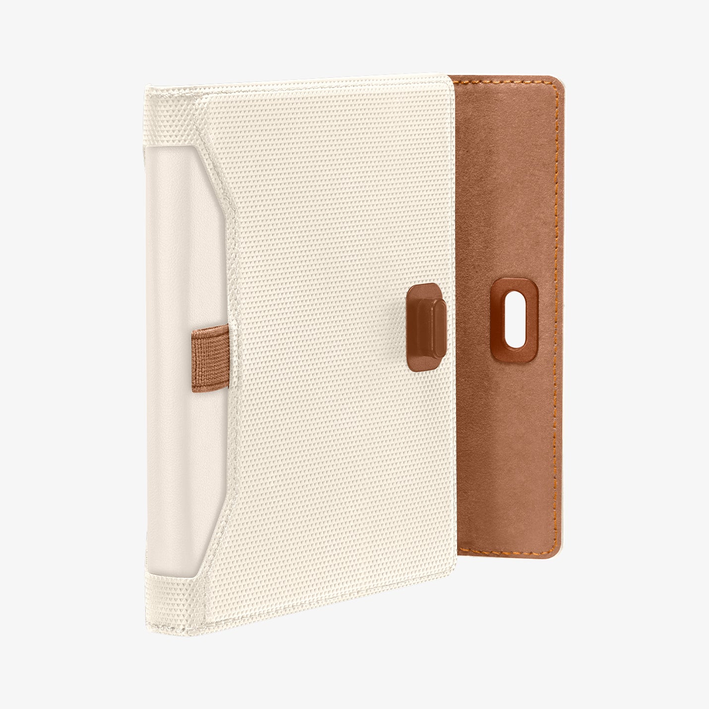 AFA08348 - Passport Holder in dune beige showing the back with holder open