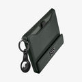 AFA08347 - Passport Holder in military green showing the back, side and airtag on attached keychain