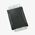 AFA08347 - Passport Holder in military green showing the front with ticket inserted