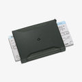 AFA08347 - Passport Holder in military green showing the front with ticket inserted