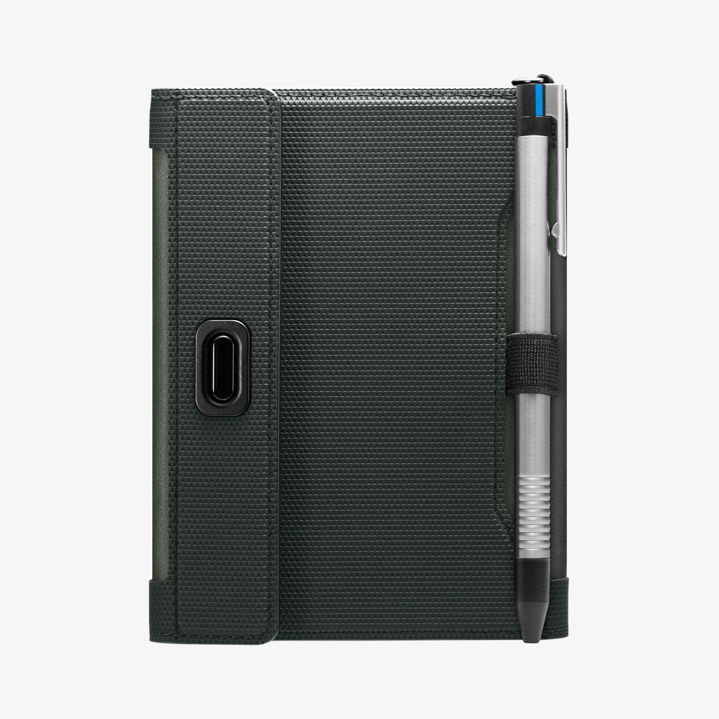 AFA08347 - Passport Holder in military green showing the back with pen in slot