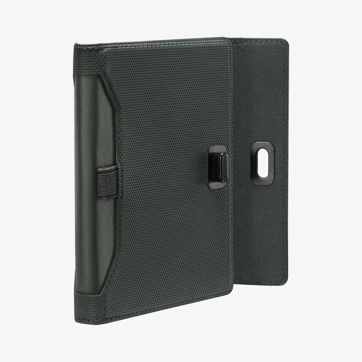 AFA08347 - Passport Holder in military green showing the back with holder open