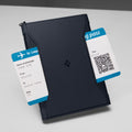 AFA08721 - Passport Holder in Navy Blue showing the front with pass card inserted to a secret pocket