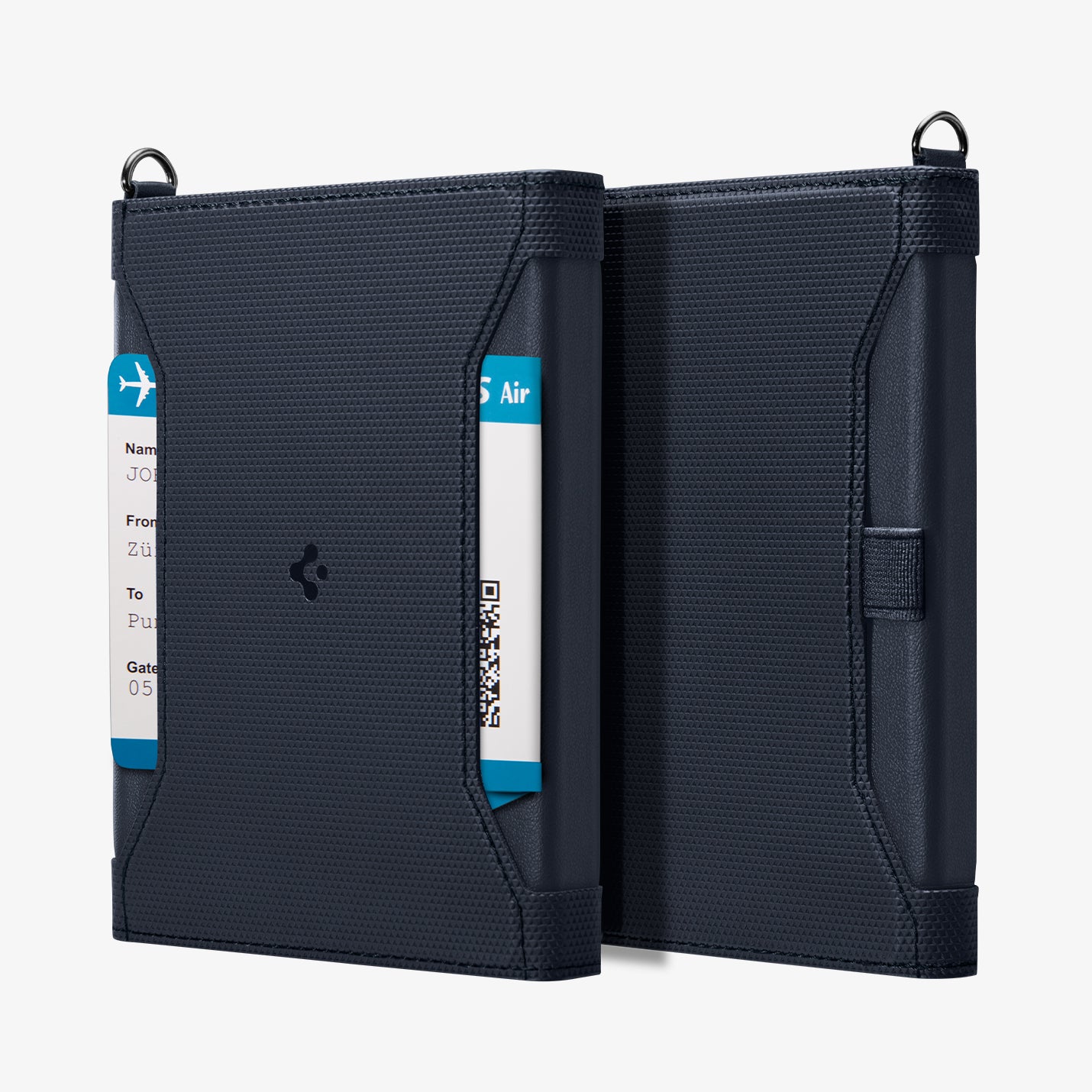 AFA08721 - Passport Holder in Navy Blue showing the front, back and sides