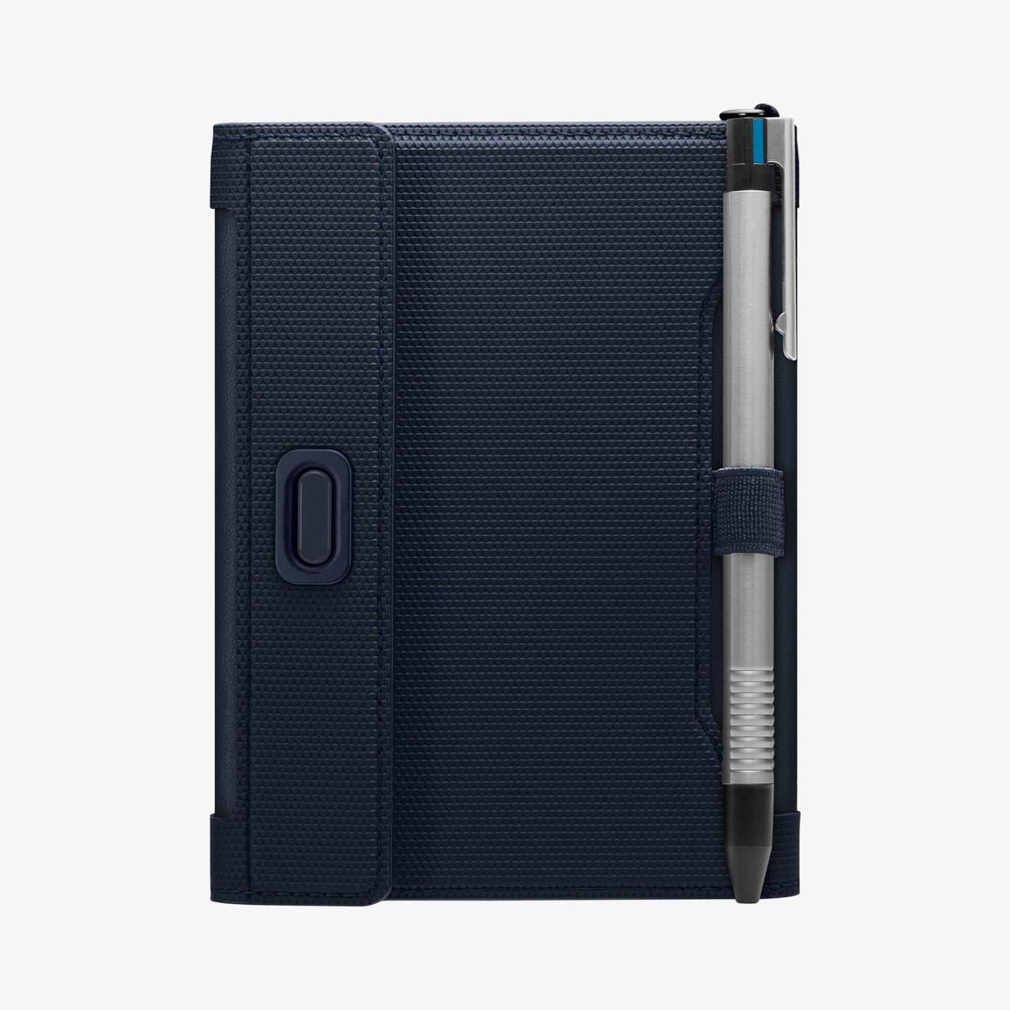 AFA08721 - Passport Holder in Navy Blue showing the back with pen in slot