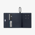 AFA08721 - Passport Holder in Navy Blue showing the inside of multiple slots for passport and cards