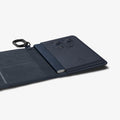 AFA08721 - Passport Holder in Navy Blue showing the inside with passport in slot