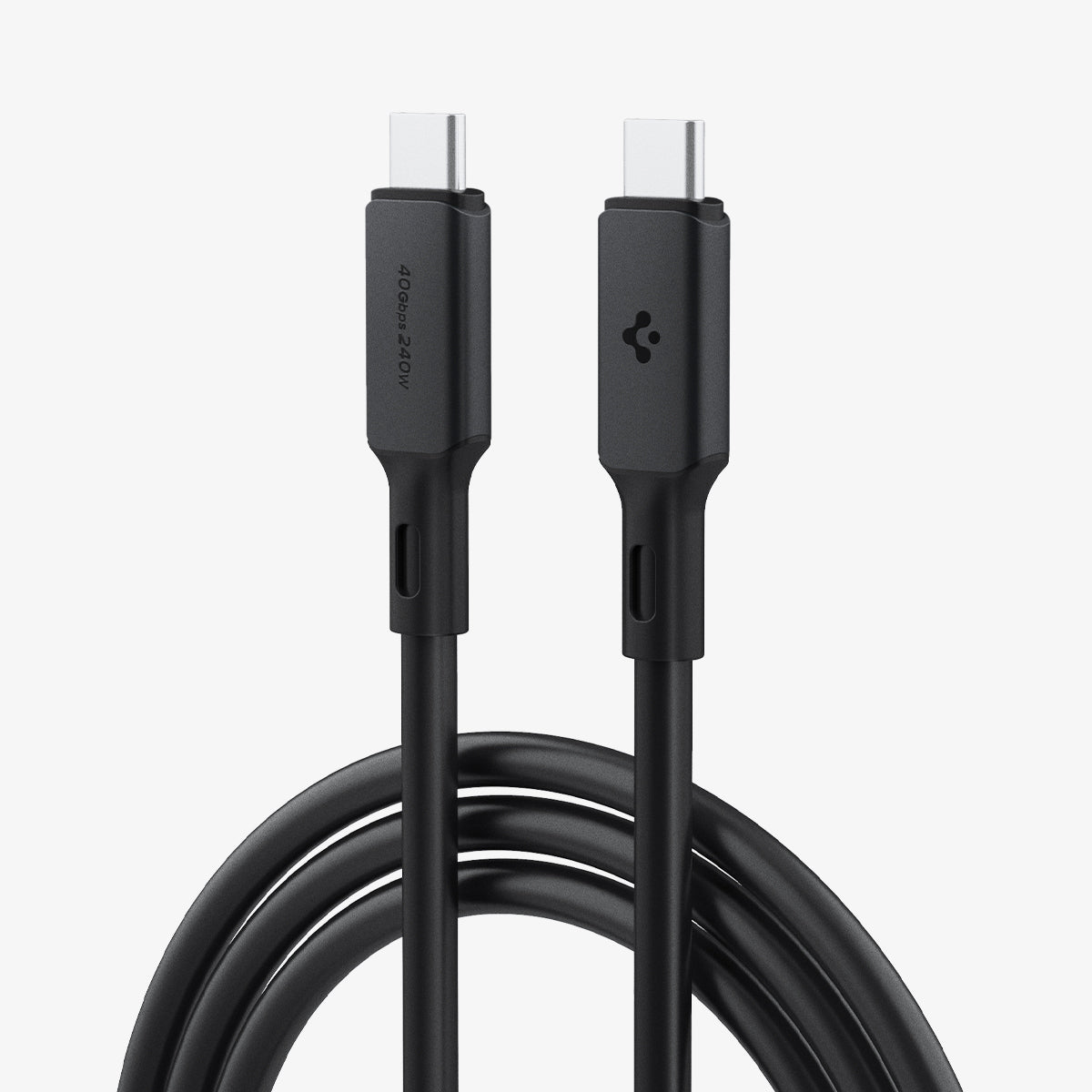 ACA06839 - ArcWire™ USB-C to USB-C Cable PB2202 in Black showing the 2 heads and rolled up cable wire in 40Gbps/240W