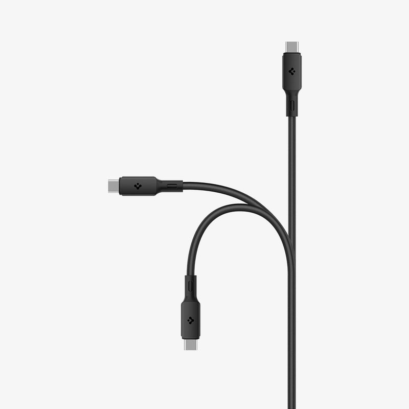 ACA06839 - ArcWire™ USB-C to USB-C Cable PB2202 in Black showing the 3 motion bending of a charging cable to show it's bending durability