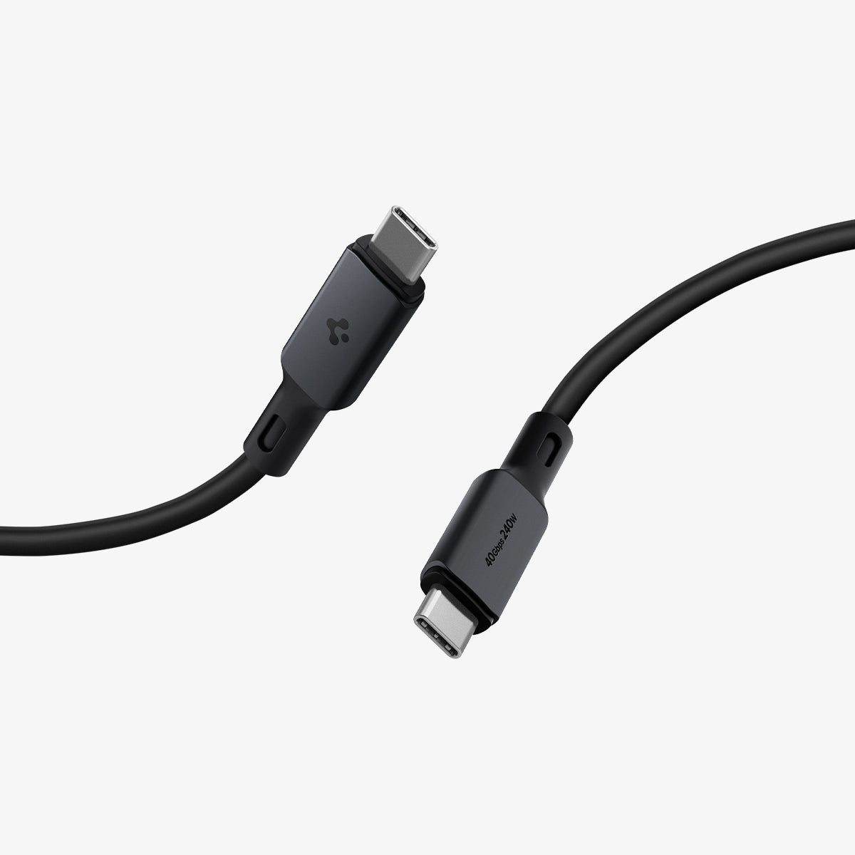 ACA06839 - ArcWire™ USB-C to USB-C Cable PB2202 in Black showing the 2 heads of a charger cable in 40Gbps/240W