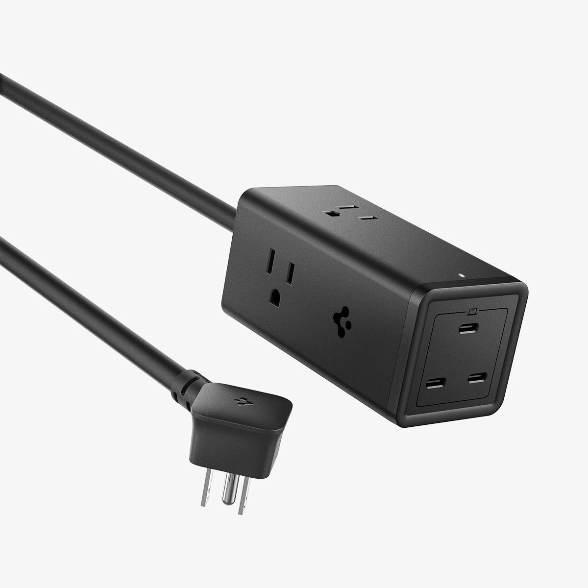 ACH05942 - ArcDock 70W Desktop Charger PD2102 in Black showing the top and sides with its cable and 3-prong receptacle
