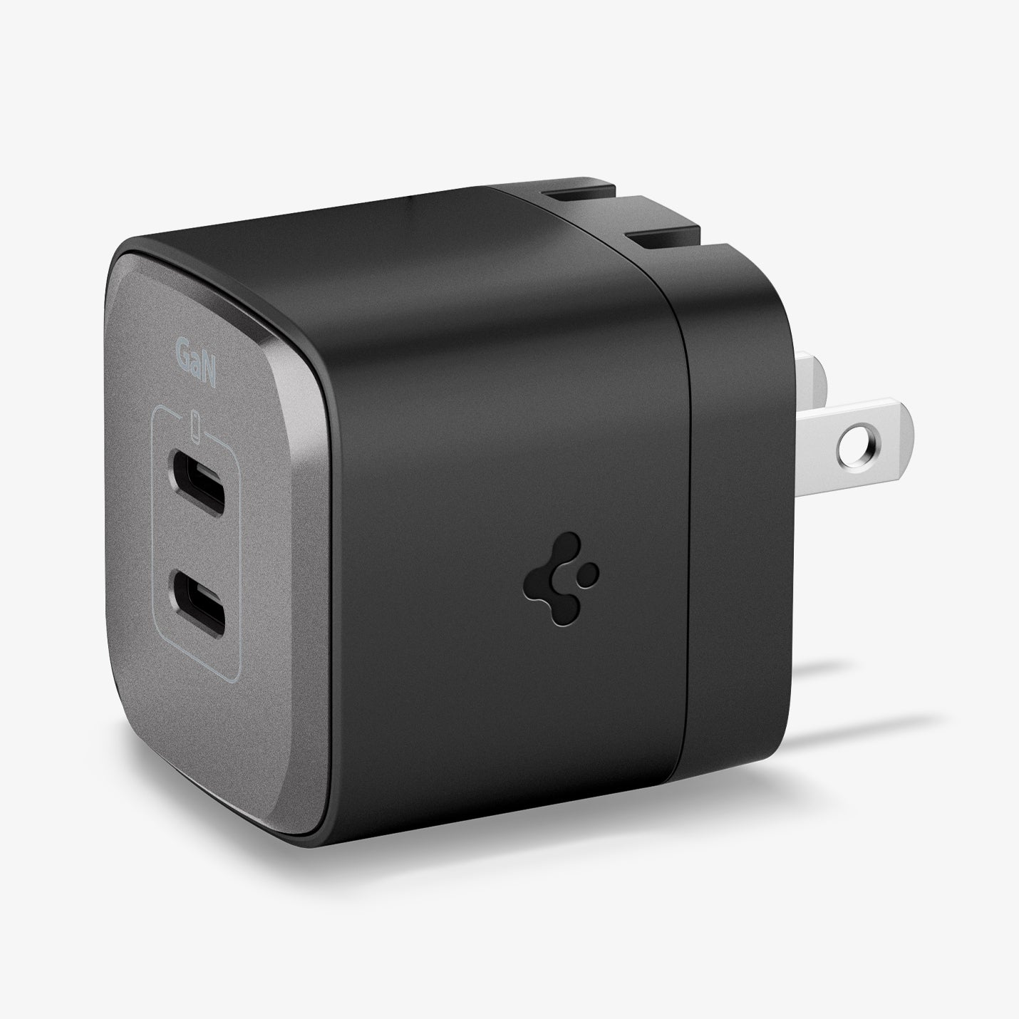 ACH05142 - ArcStation™ Pro GaN 352 Dual USB-C Wall Charger PE2202 in Midnight Black showing the front, sides and partial power plug