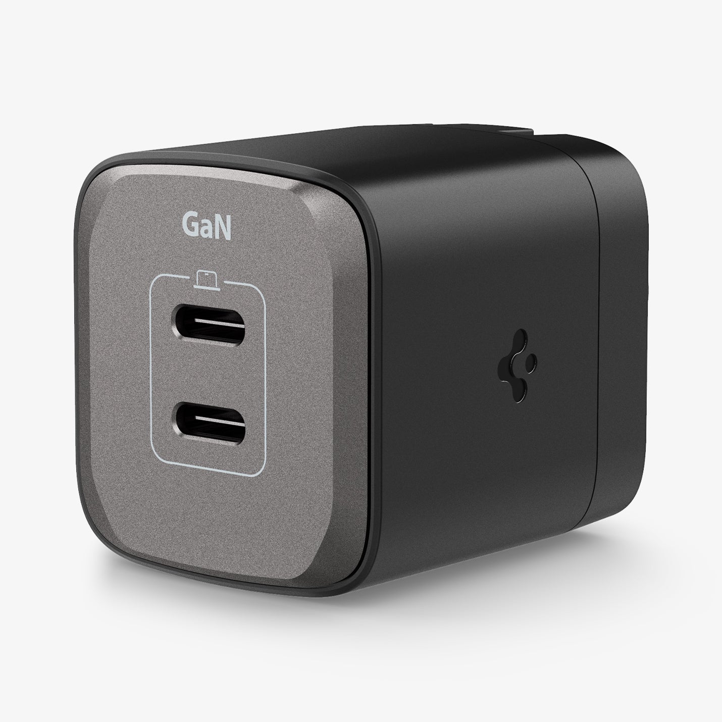 ACH05151 - ArcStation™ Pro GaN 452 Dual USB-C Wall Charger PE2203 in Midnight Black showing the sides and top with 2 usb c type charging ports