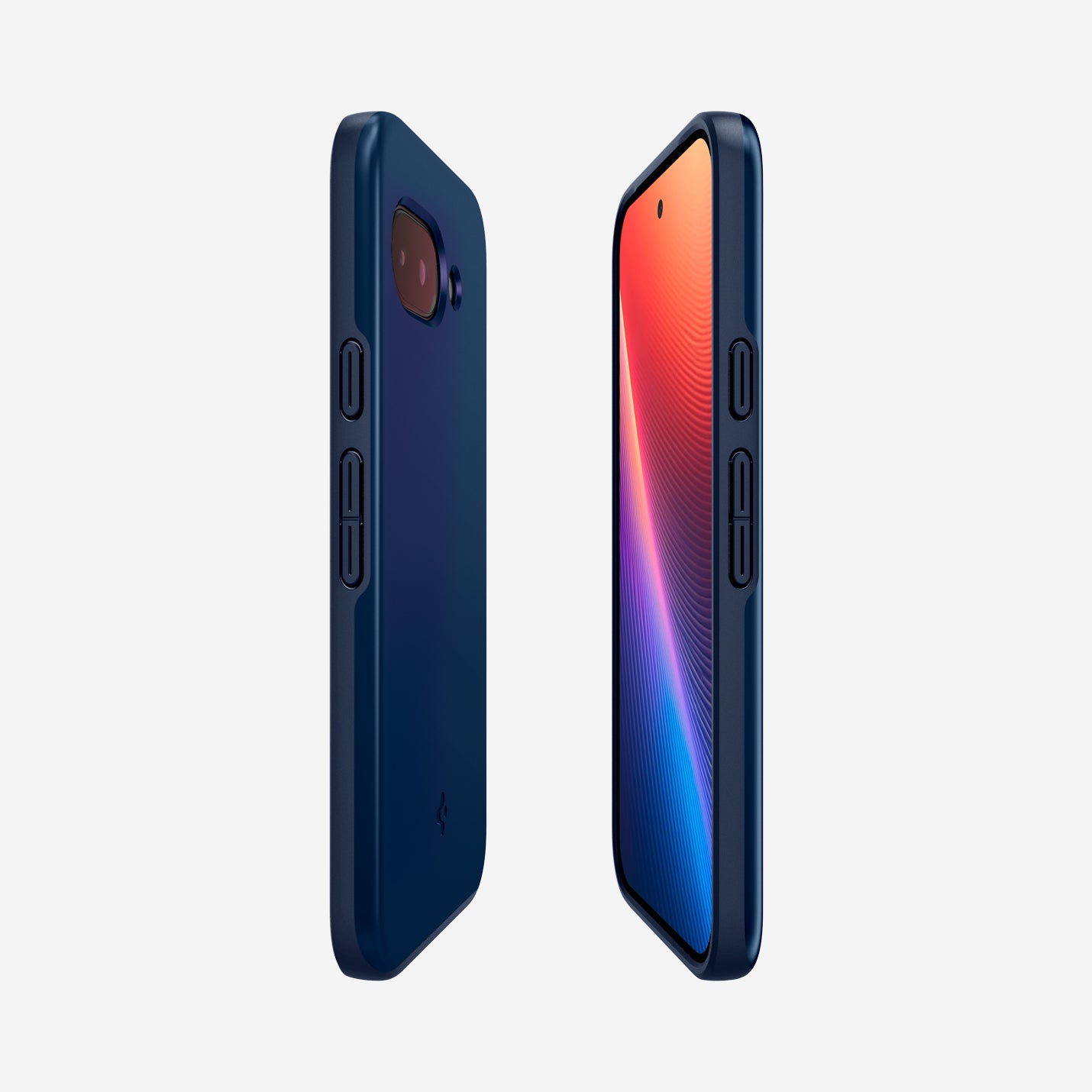 ACS09038 - Pixel 9a Case Thin Fit (MagFit) in Navy Blue showing the partial back, partial front and sides