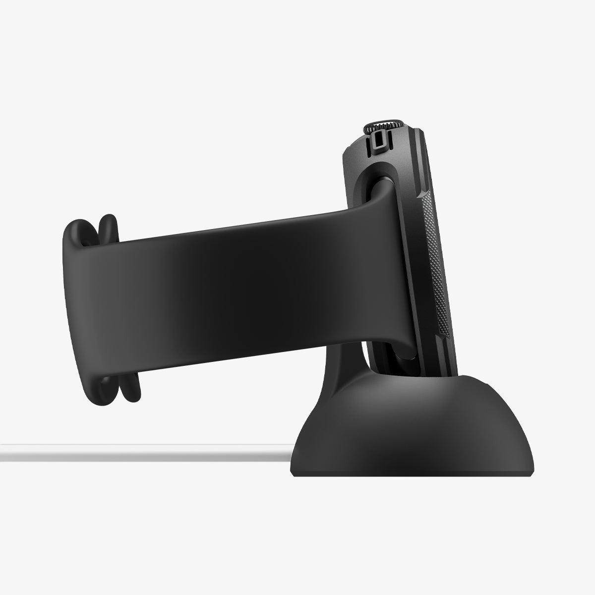 ACS09488 - GWdde Case Liquid Air in black showing the side with watch on charger