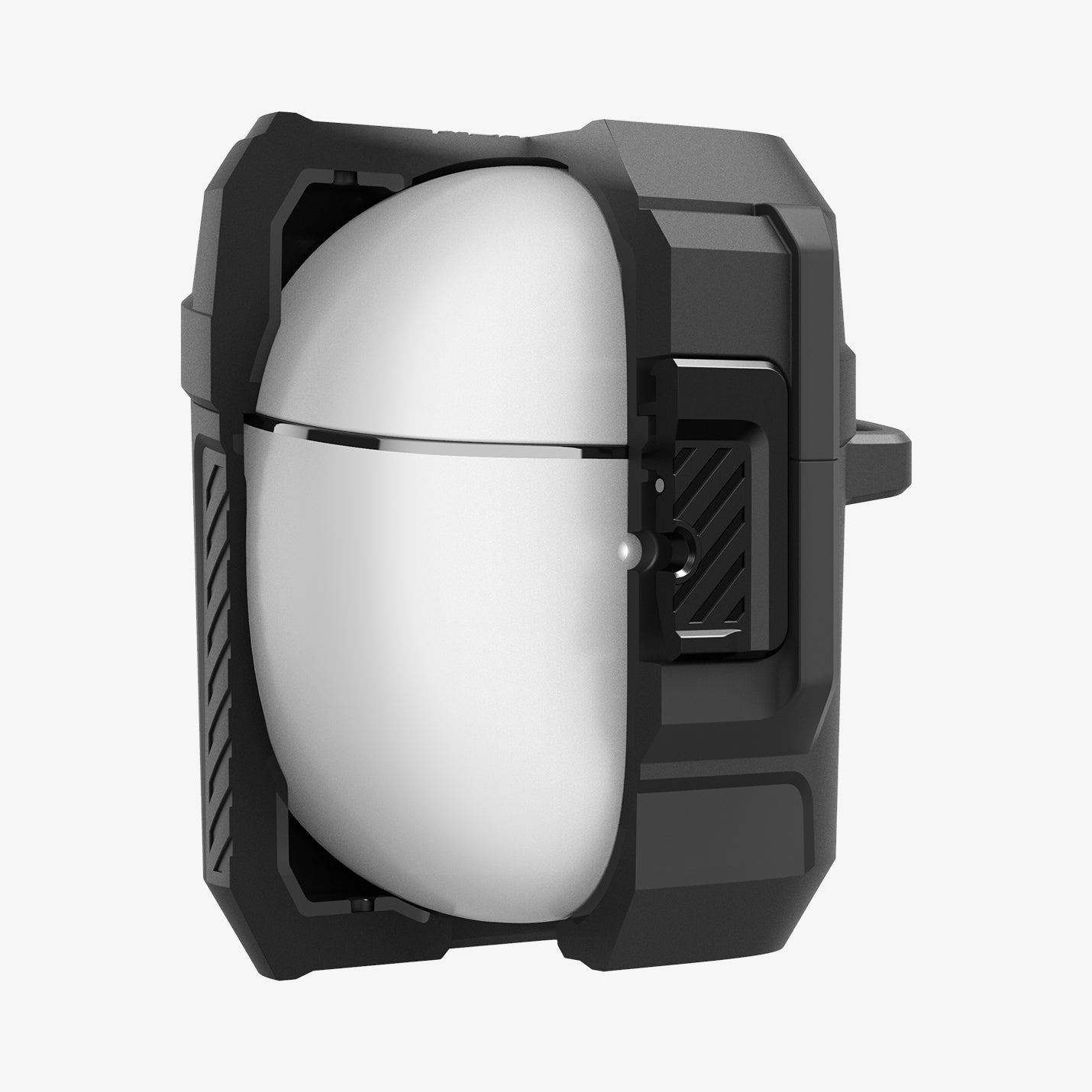 ACS09481 - GBAb Case Lock Fit in black showing the front and side with case cut half open to show inside