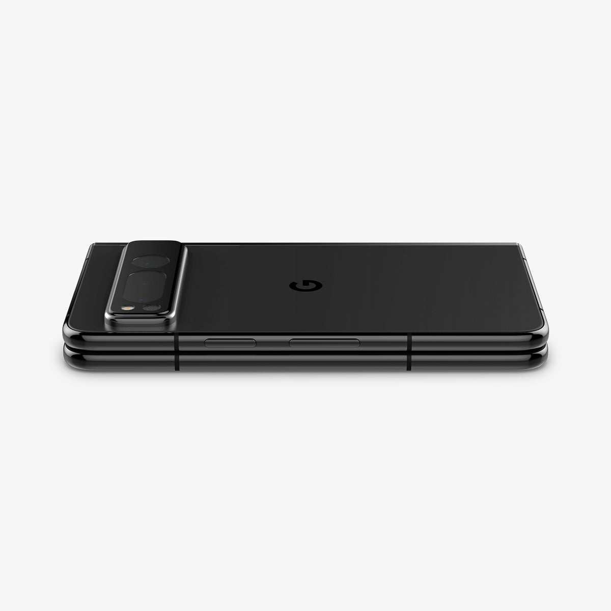 AGL06207 - Google Pixel Fold Optik EZ Fit Lens Protector showing the back and side with device laying flat