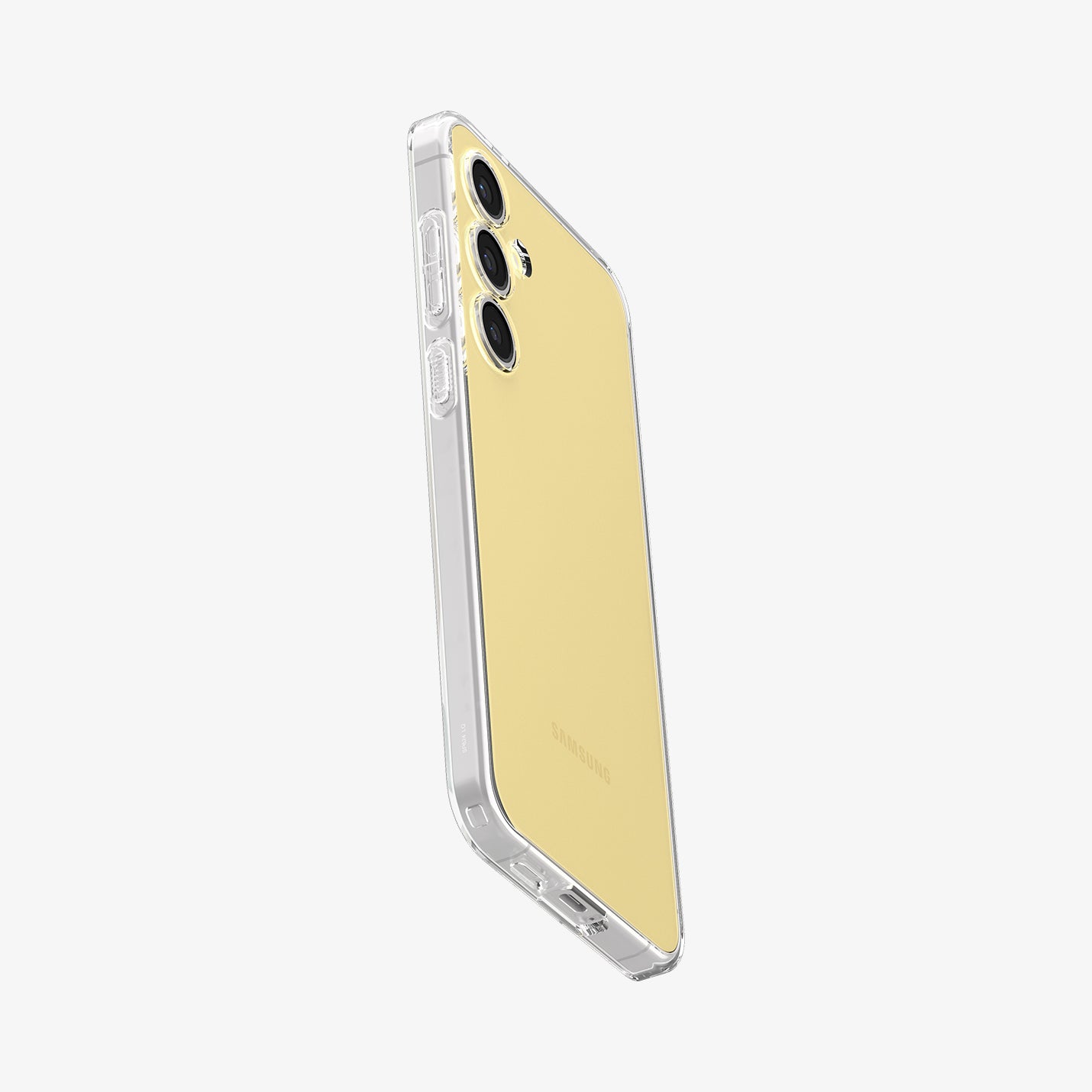 ACS08616 - Galaxy S24 FE Case Liquid Crystal in Crystal Clear showing the back, partial side with volume buttons and bottom
