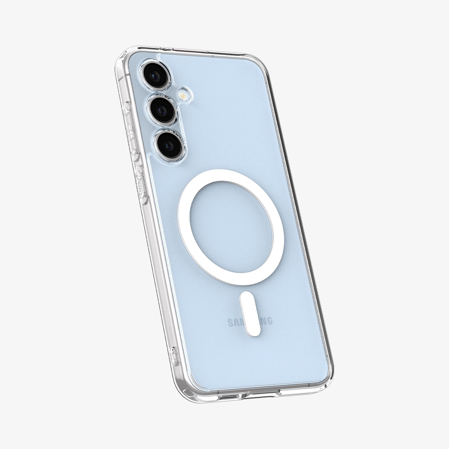 ACS08622 - Galaxy S24 FE Case Ultra Hybrid Metal Ring (MagFit) in White showing the back and partial side