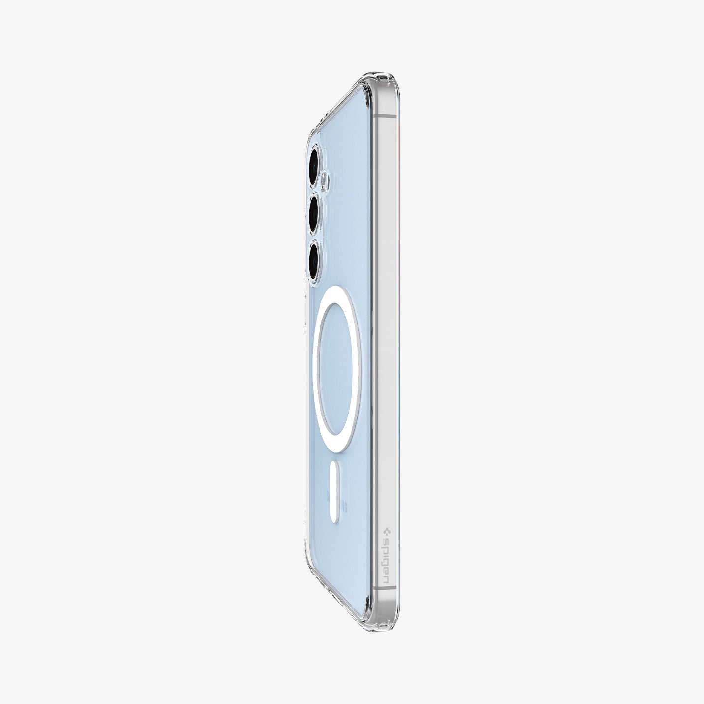ACS08622 - Galaxy S24 FE Case Ultra Hybrid Metal Ring (MagFit) in White showing the partial back and side